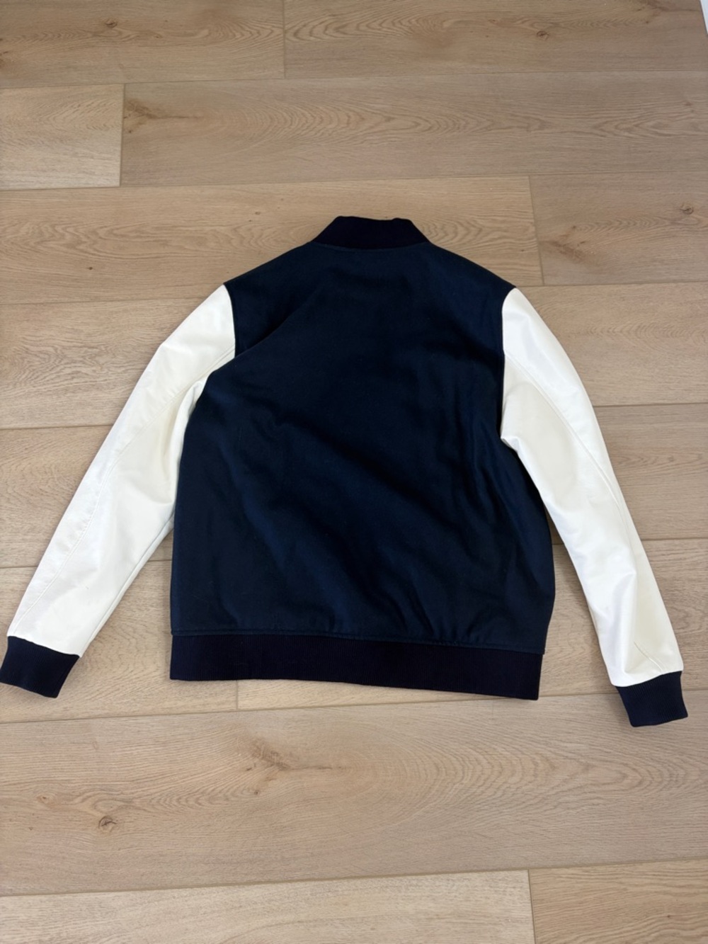 Men's Navy and White Varsity Jacket - Picture 3 of 5